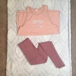 Rosé Yoga Leggings and Blush Tank